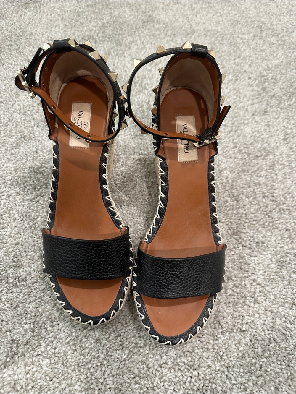 Valentino Garavani Rockstud Espadrille Wedge Sandal
